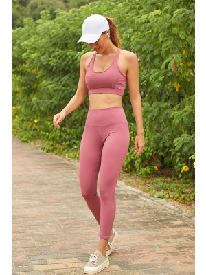 Terrakotta Basic Yoga-Set mit hoher Taille