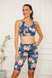 Floral Print Sporty Yoga Top With Biker Shorts