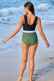 Black Colorblock Wide Straps Timeless OnePiece Swimsuit
