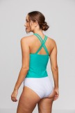 Green Scoop neck Double Straps Crossback Tankini Set