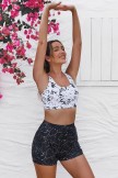 White Scoop Neck Adjustable Straps Zipper Front Bikini Top And HighWaist Boy Shorts Set