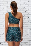 Floral Print One Shoulder Crop Bikini Top And HighWaist Boy Shorts Set
