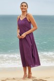 Solid Purple Vneck Sleeveless Spaghetti Straps Casual Long Beach Dress