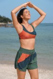 Colorblock Scoop Neck EyeCatching Bikini Top with Boy Short Set