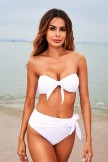 White Ruched Tie Front Bikini Set