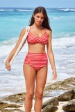 Red Striped Twist Crossback Bikini Set