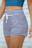 Blue Striped Tie Waist Casual Shorts