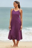 Solid Purple Vneck Sleeveless Spaghetti Straps Casual Long Beach Dress