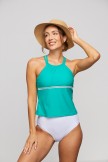 Green Scoop neck Double Straps Crossback Tankini Set