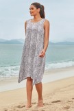 Grey Scoop Neck Sleeveless Irregular Hem Long Beach Dress