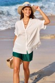 White VNeck Sleeve Chic CoverUp