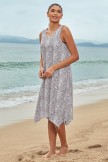 Grey Scoop Neck Sleeveless Irregular Hem Long Beach Dress