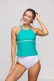 Green Scoop neck Double Straps Crossback Tankini Set