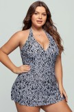 Selftie Halter Strap V Neck Swimdress