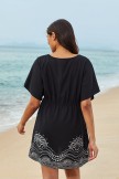 Black Geometric Print V Neck Short Sleeves Cover Up