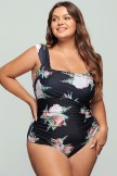 Floral Wide Straps Off Shoulder OnePiece Swimsuit