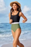Black Colorblock Wide Straps Timeless OnePiece Swimsuit