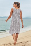 Grey Scoop Neck Sleeveless Irregular Hem Long Beach Dress