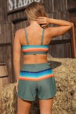 Tropical Vibes Multicolor Striped Bikini Top and Boy Short Set