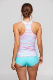 Floral gestreiftes sportliches Tankini-Set mit U-Ausschnitt