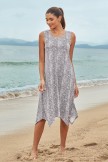 Grey Scoop Neck Sleeveless Irregular Hem Long Beach Dress