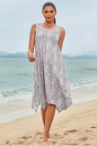 Grey Scoop Neck Sleeveless Irregular Hem Long Beach Dress