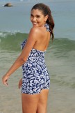 Floral Scoop Neck Wide Shoulder Straps Ruching OnePiece Swimsuit