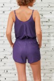 Solid Purple Scoop Neck Tankini Top And HighWaist Boy Shorts