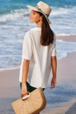 White VNeck Sleeve Chic CoverUp