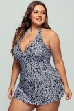 Selftie Halter Strap V Neck Swimdress