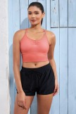 Pink VNeck Spaghetti Strap Cross Back Sporty Bikini Top And HighWaist Boy Shorts