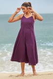 Solid Purple Vneck Sleeveless Spaghetti Straps Casual Long Beach Dress