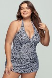 Selftie Halter Strap V Neck Swimdress