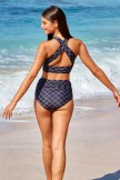 Classic Vintage Gray Plaid Bikini Set