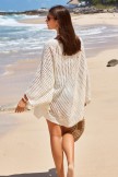Beige Bohemian Mesh Crochet Sleeve Cover Up