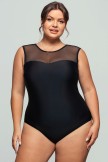 Black Mesh OnePiece Swimsuit