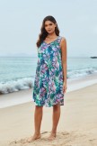 Tropical Patterns Scoop Neck Wide Straps Casual Beach Dress