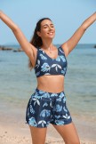 Blue Floral Bikini Top and HighWaisted Boy Short Set