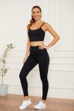 Solid Black High Waist Yoga Set