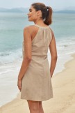 Beige Halter V neck Beach Dress