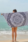 Black Floral Print Beach Towel