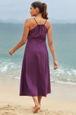 Solid Purple Vneck Sleeveless Spaghetti Straps Casual Long Beach Dress