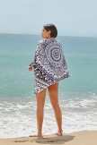 Black Floral Print Beach Towel