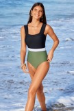 Black Colorblock Wide Straps Timeless OnePiece Swimsuit