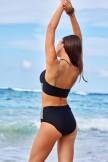 Black & Green Colorblock Adjustable Straps Romantic Bikini Set