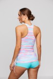 Floral gestreiftes sportliches Tankini-Set mit U-Ausschnitt