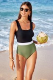 Black Colorblock Wide Straps Timeless OnePiece Swimsuit