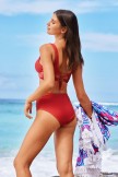 Red Colorblock Twist Chic Bikini Set