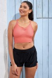 Pink VNeck Spaghetti Strap Cross Back Sporty Bikini Top And HighWaist Boy Shorts