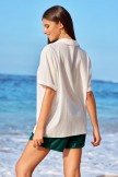 White VNeck Sleeve Chic CoverUp